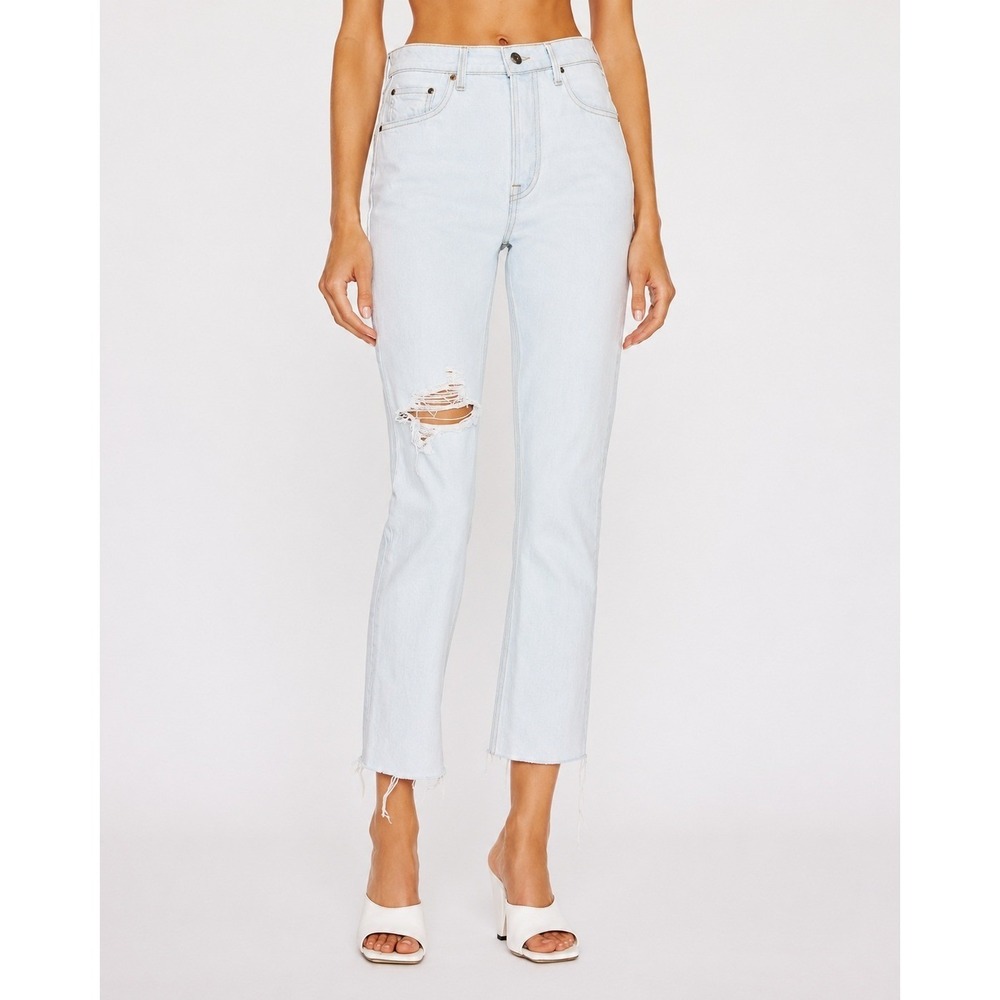 NWT GRLFRND The Karolina High Rise Straight Crop Light Wash Ojai Distressed 27